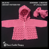 Michelle Baby Hoodie and Booties 0-3 Months | Crochet Pattern PDF | English